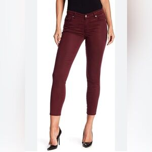7 For All Mankind Women's Burgundy Gwenevere Skinny Ankle Crop Jeans - S…